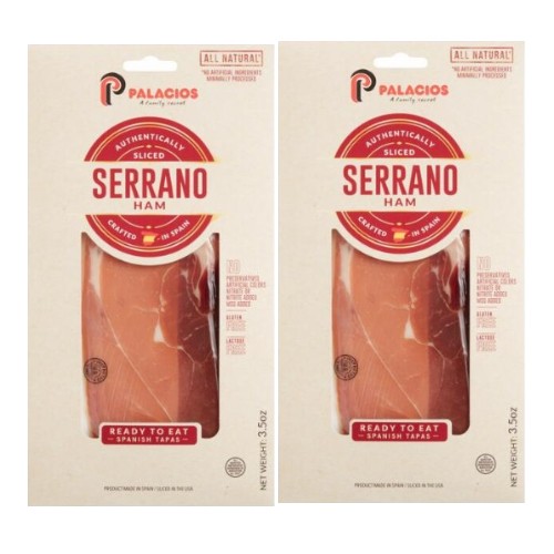 Palacios Serrano Ham Sliced 3.5 oz Pack of 2